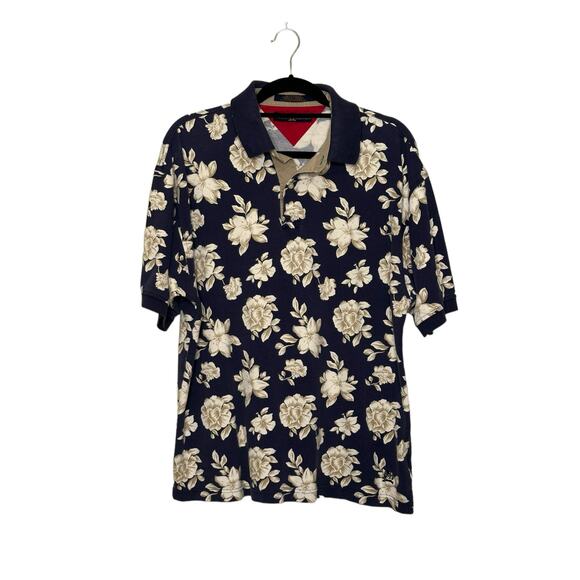 Tommy Hilfiger vintage blue floral short sleeves polo shirt size Large - Picture 10 of 10